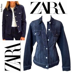 ZARA Denim Trucker Jacket Charcoal Black (M)
